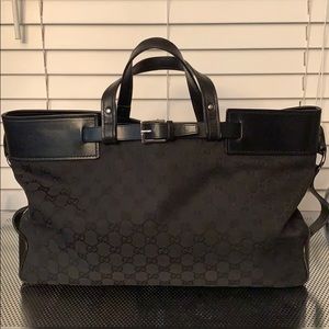 Authentic Gucci black monogram canvas tote